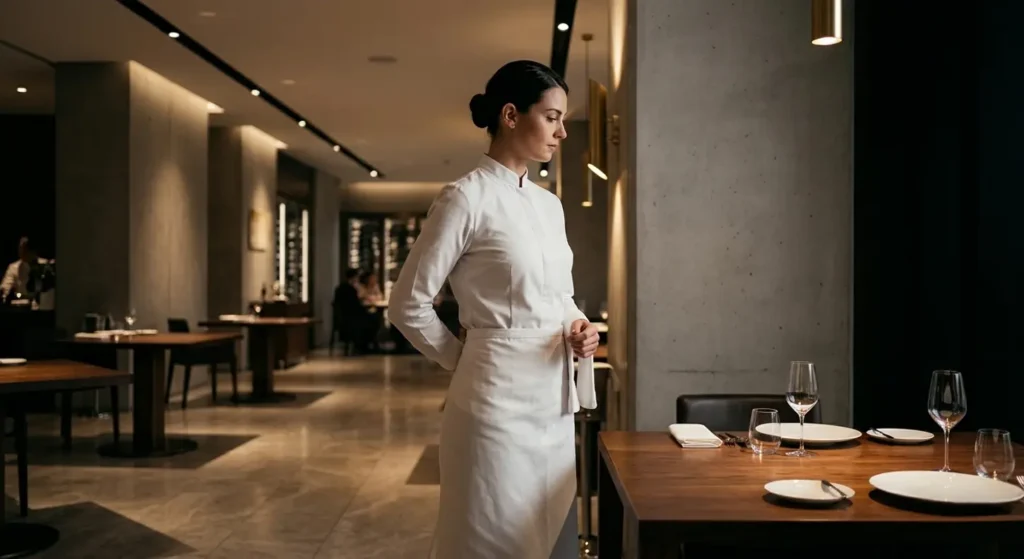 Waitress in a restaurant dining room