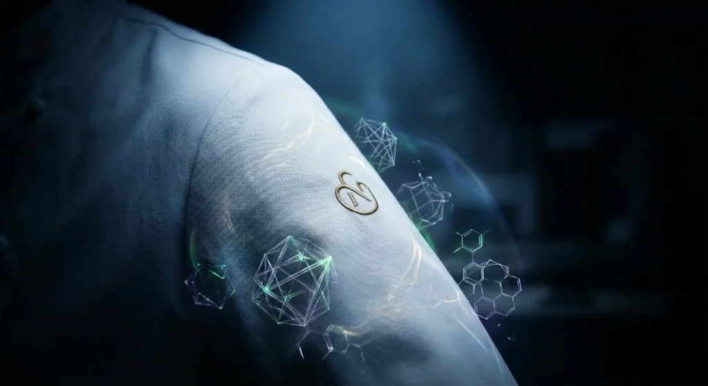 Arm covered by a digital shield against microorganisms